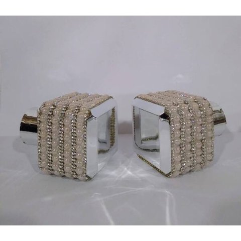 Par Ponteira para Cortina Cubo Infinity 28mm Perola Bella Arte