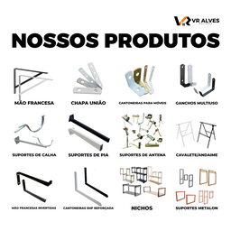 8x Suporte Mão Francesa Reforçada Preta 50cm - 3
