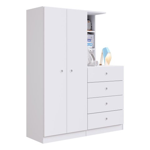 Guarda-Roupas Infantil 2 Portas e 4 Gavetas Multimóveis CR35094 Branco