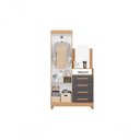 Ver imagem 4 de Guarda Roupa com Cômoda Solteiro New Capri 2 Portas 4 Gavetas MDP com Espelho Marrom 103cm