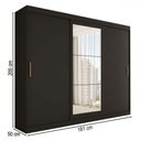 Ver imagem 4 de Guarda-roupa Casal Harvard 3 Portas 2 Gavetas com Espelho 100% Mdf Preto - Panorama Móveis