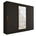 Ver imagem 4 de Guarda-roupa Casal Harvard 3 Portas 2 Gavetas com Espelho 100% Mdf Preto - Panorama Móveis