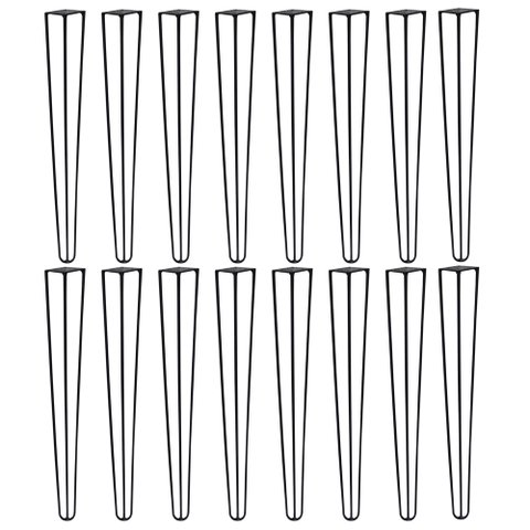 Kit 16 Pés de Metal 60 CM Hairpin Legs Mesa de Canto Aparador Preto