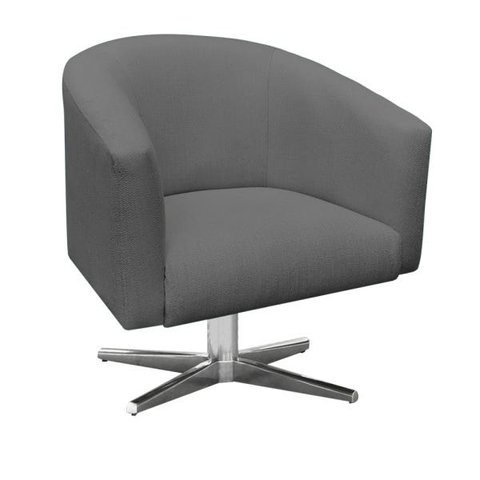 Poltrona Giratória Stella Linho Grafite A26 Base Cromada - D'Rossi