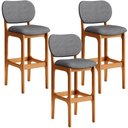Ver imagem 1 de Kit 3 Banquetas Alta Bar Cozinha Sala Jantar Fixa Betta L02 Imbuia Linho Cinza Escuro - Lyam Decor