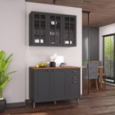 Ver imagem 3 de Armário de Cozinha Modulada Compacta Fidelitá Nara 100% MDF 2 Peças 120cm 6 Portas 2 Gavetas com