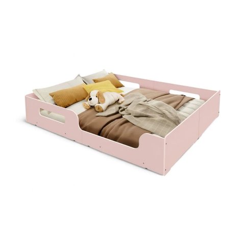 Cama Rainha Rosa Infantil Casal Estilo Montessoriana Baixa
