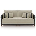 Ver imagem 3 de Sofá 3 Lugares Sala de Estar Living 232cm Asbury K01 Veludo Bege Couríssimo Preto - Lyam Decor
