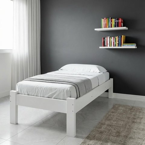 Cama Turca Solteiro em Madeira Maciça Cor Branco