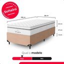 Ver imagem 4 de Cama Box Solteiro Bege + Colchão Paris Molas Branco Suede Bege/branco