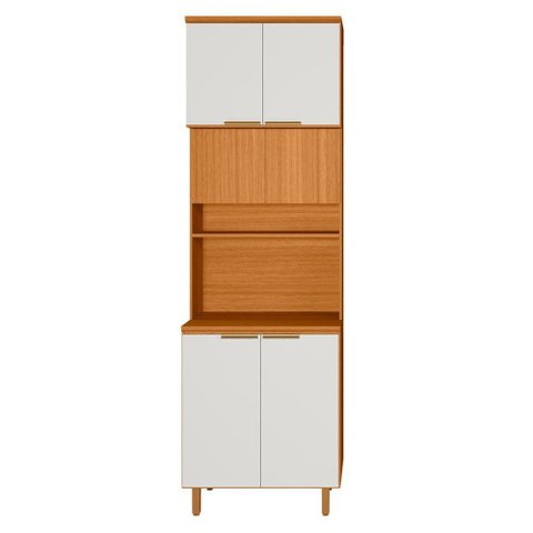 Paneleiro Duplo 6 Portas 226x70 cm MDF Bari Freijo Off Acetinado Poliman