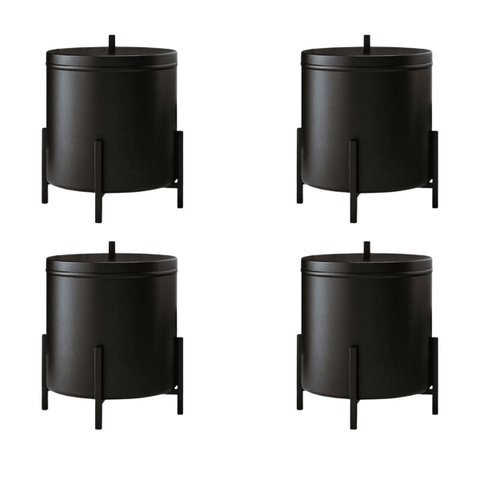 Kit 4 Lixeira Preta Banheiro Cozinha Level 6 Litros - Édecasamóveis