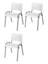 Ver imagem 2 de Cadeira Iso Base Cinza, Igreja, Escola, Escritório - Branco Kit 3 Peças