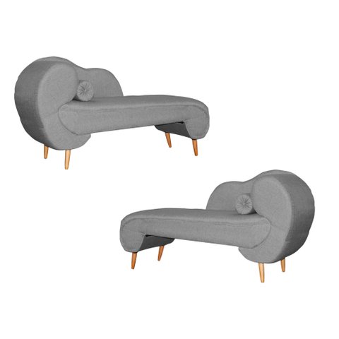 Kit 02 Divãs Melissa Lado Direito e Esquerdo Linho Cores - DS Estofados - Cinza