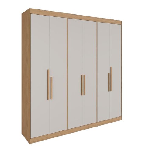 Guarda-roupa Casal 6 Portas 2 Gavetas 206cm Multimóveis Cr35456 Carvalho Nature/off White