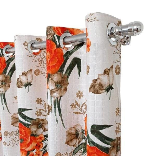 Cortina 3,00m x 2,15m Texturatto - Estampada Floral Laranja - 2
