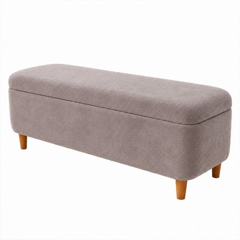 Puff Baú Bella 160cm Pés Madeira Veludo Nobre Avelã - Sallar Home