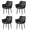 Ver imagem 1 de Kit 4 Cadeiras com Braços Marrakesh Fratini Estofado Matelassê (pu) Preto Base Aço Carbono Preto