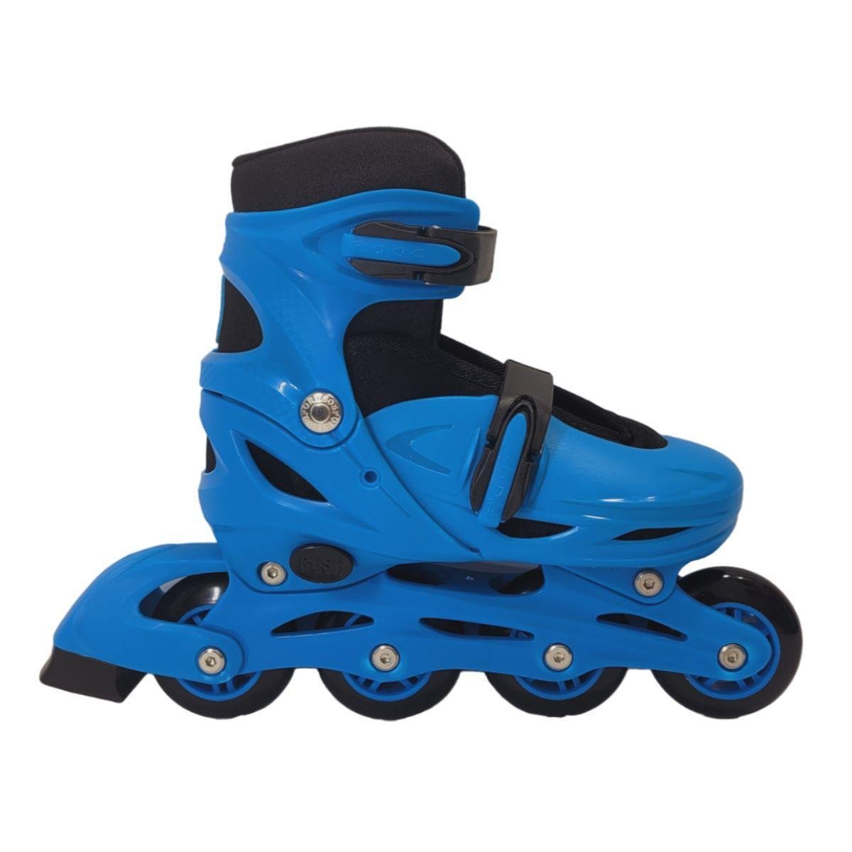 Patins Inline Ajustável C/ Kit Proteção - Azul Tamanho 30-33 - 3