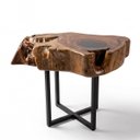 Ver imagem 4 de Mesa de Centro Orgânica Resina Epóxi Madeira Maciça Rústica Bloco 10cm Pés Metalon Industrial