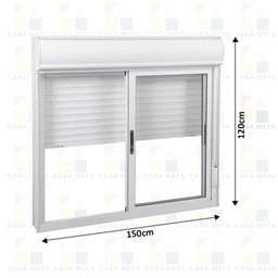 Janela de Aluminio com Persiana Branco Integrada 150x120cm - 3