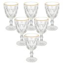 Ver imagem 1 de Jogo de Taças de Vidro Diamond Fio de Ouro 320ml 6 Peças - Hauskraft Premium