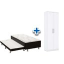 Ver imagem 1 de Cama Box Solteiro Conjugado Ortobom Black c/ Auxiliar + Armário Multiuso Margarida Branco