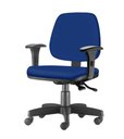 Ver imagem 1 de Cadeira Job com Bracos Assento Courino Azul Base Rodizio Metalico Preto - 54606