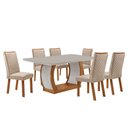 Ver imagem 1 de Mesa de Jantar Milena 180cm Tampo MDF e Vidro Canto Copo com 6 Cadeiras Lira