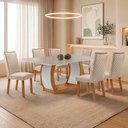 Ver imagem 2 de Mesa de Jantar Milena 180cm Tampo MDF e Vidro Canto Copo com 6 Cadeiras Lira