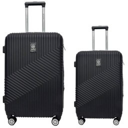 Kit Conjunto Mala Bordo e Média 7003 Santino Viagem Expansor 360 Tsa - Preto - 1