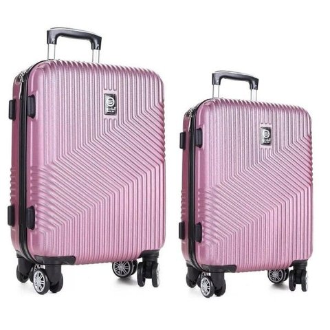 Kit Conjunto Mala Bordo e Média 7003 Santino Viagem Expansor 360 Tsa - Rosa