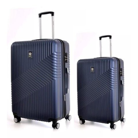 Kit Conjunto Mala Bordo e Média 7003 Santino Viagem Expansor 360 Tsa - Azul