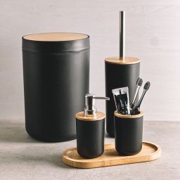 Kit Banheiro Preto com Bambu - 4 Peças - 2