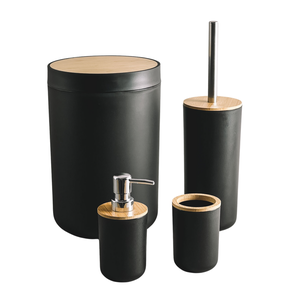 Kit Banheiro Preto com Bambu - 4 Peças