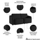 Ver imagem 3 de Sofá Cama Casal para Sala 176cm Polska K04 Veludo Preto - Mpozenato