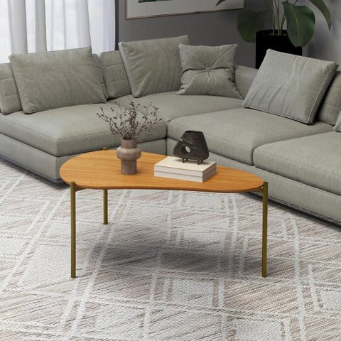 Mesa Centro Orgânica 92cm Sala de Estar Dalla Costa 100% Mdf Cor:freijó