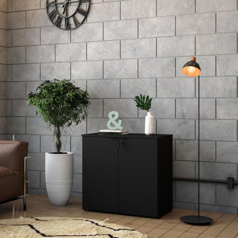 Armário Baixo c/02 Portas 75x80x42cm WLAB80 Preto Ônix