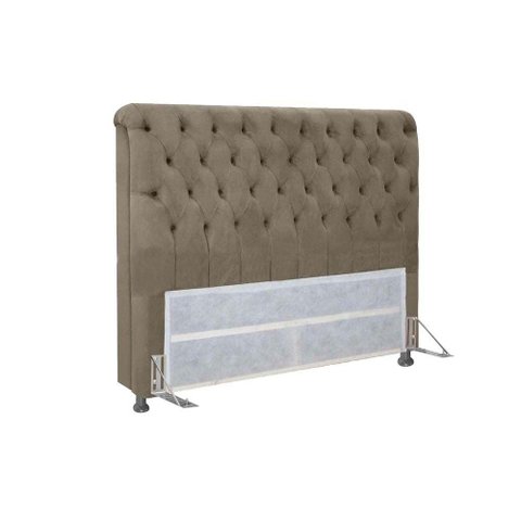 Cabeceira Cama Box Estofada Queen Queen Imperatriz Suede Marrom - Simbal