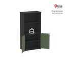 Ver mais imagens de Armário Misto para Escritório com Nicho e Portas com Chave 159,6cm P25 Branco/Preto/Sálvia