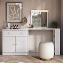 Ver imagem 1 de Camarim Aura 1 Gaveta com Espelho Iluminação LED MDF MDP Branco Fosco Casah