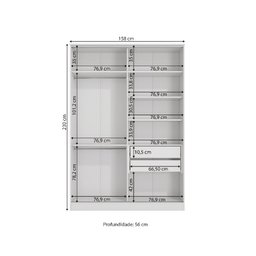 Guarda Roupa 2 Portas de Correr 158cm N537 Kappesberg - Branco/nogueira - 2