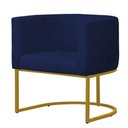 Ver imagem 3 de Kit 4 Poltrona Reforçada Decorativa Sala Estar Jantar Gabriela Base Ferro Dourado Suede Azul Marinho