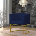 Ver imagem 2 de Kit 4 Poltrona Reforçada Decorativa Sala Estar Jantar Gabriela Base Ferro Dourado Suede Azul Marinho
