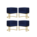Ver imagem 1 de Kit 4 Poltrona Reforçada Decorativa Sala Estar Jantar Gabriela Base Ferro Dourado Suede Azul Marinho