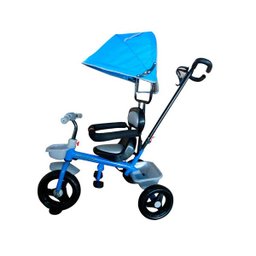 Triciclo Velotrol Infantil com Capota e Haste para Empurrar Azul Importway Bw084az - 1
