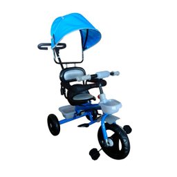 Triciclo Velotrol Infantil com Capota e Haste para Empurrar Azul Importway Bw084az - 2