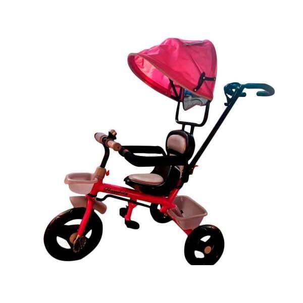 Triciclo Motoca Infantil Passeio com Empurrador Pedal Luz Som Capota  Importway BW-003 Rosa