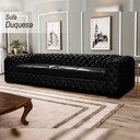 Ver imagem 2 de Sofá Decorativo Sala de Estar Duquesa 4 Lugares 280cm Couro Preto - Mozzelar