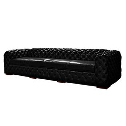 Sofá Decorativo Sala de Estar Duquesa 4 Lugares 280cm Couro Preto - Mozzelar - 1